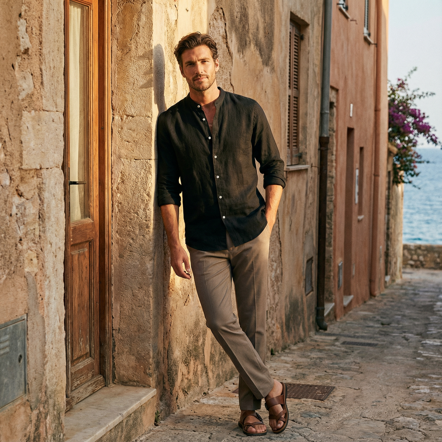 Linen Button Shirt Marble