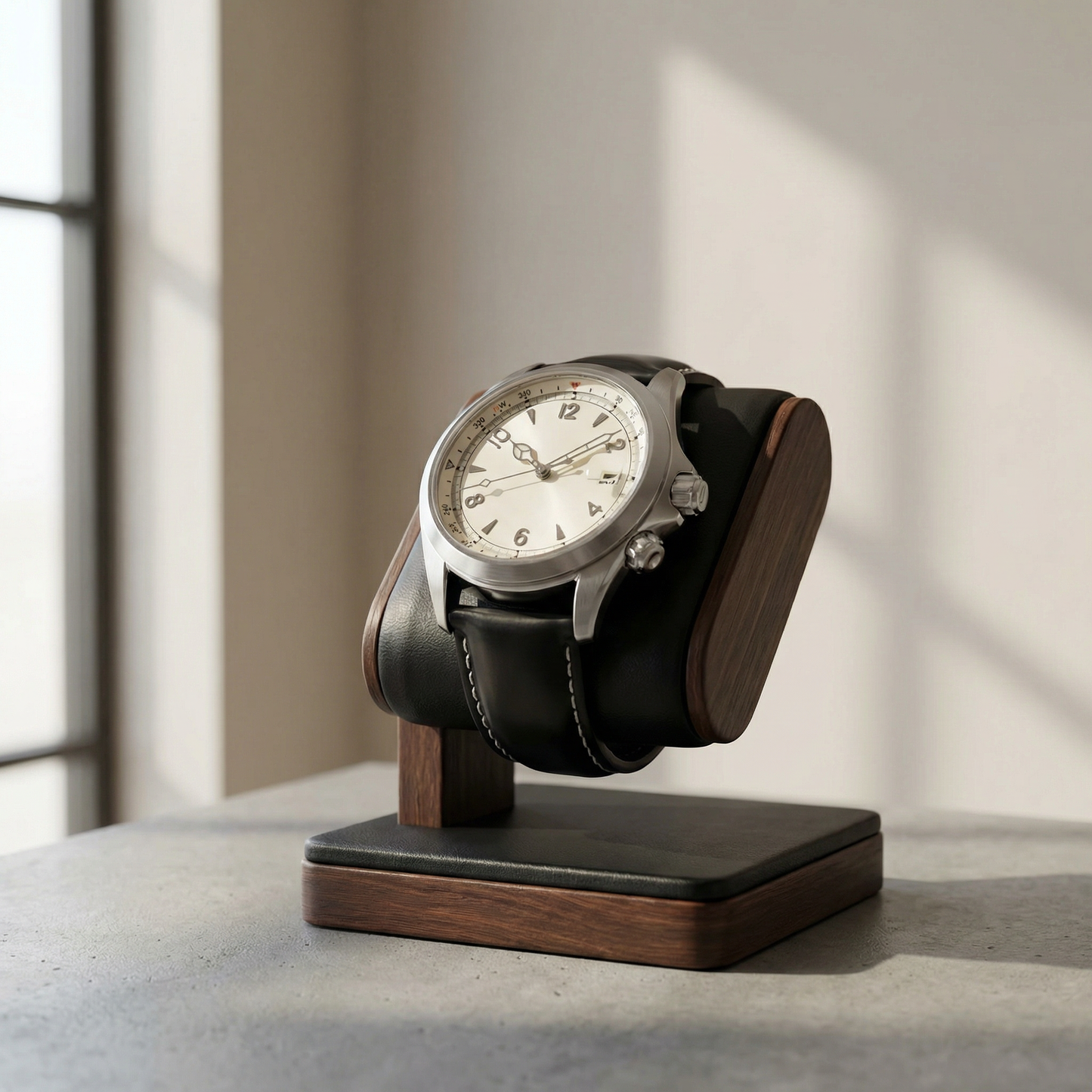 Vienna Leather Calendar Quartz Watch Marble