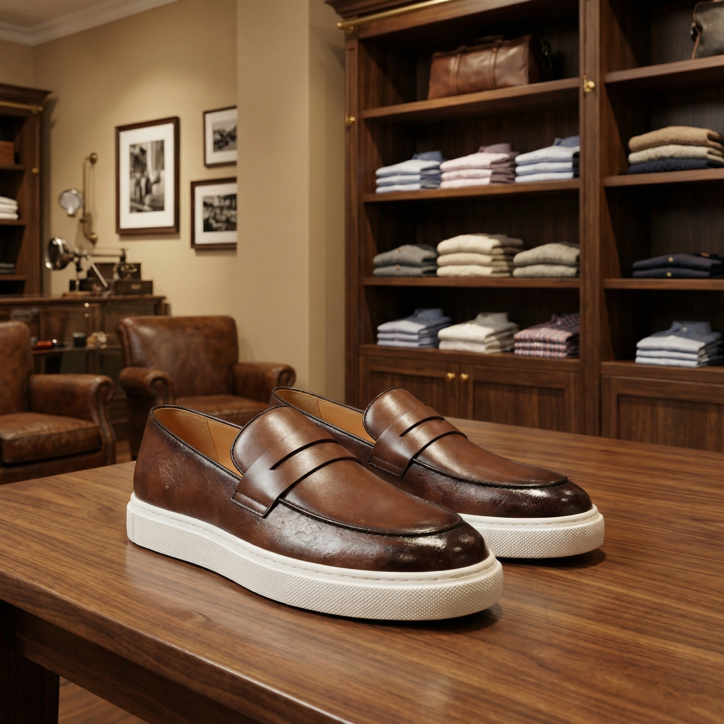 Milan Casual Leather Loafers Marble