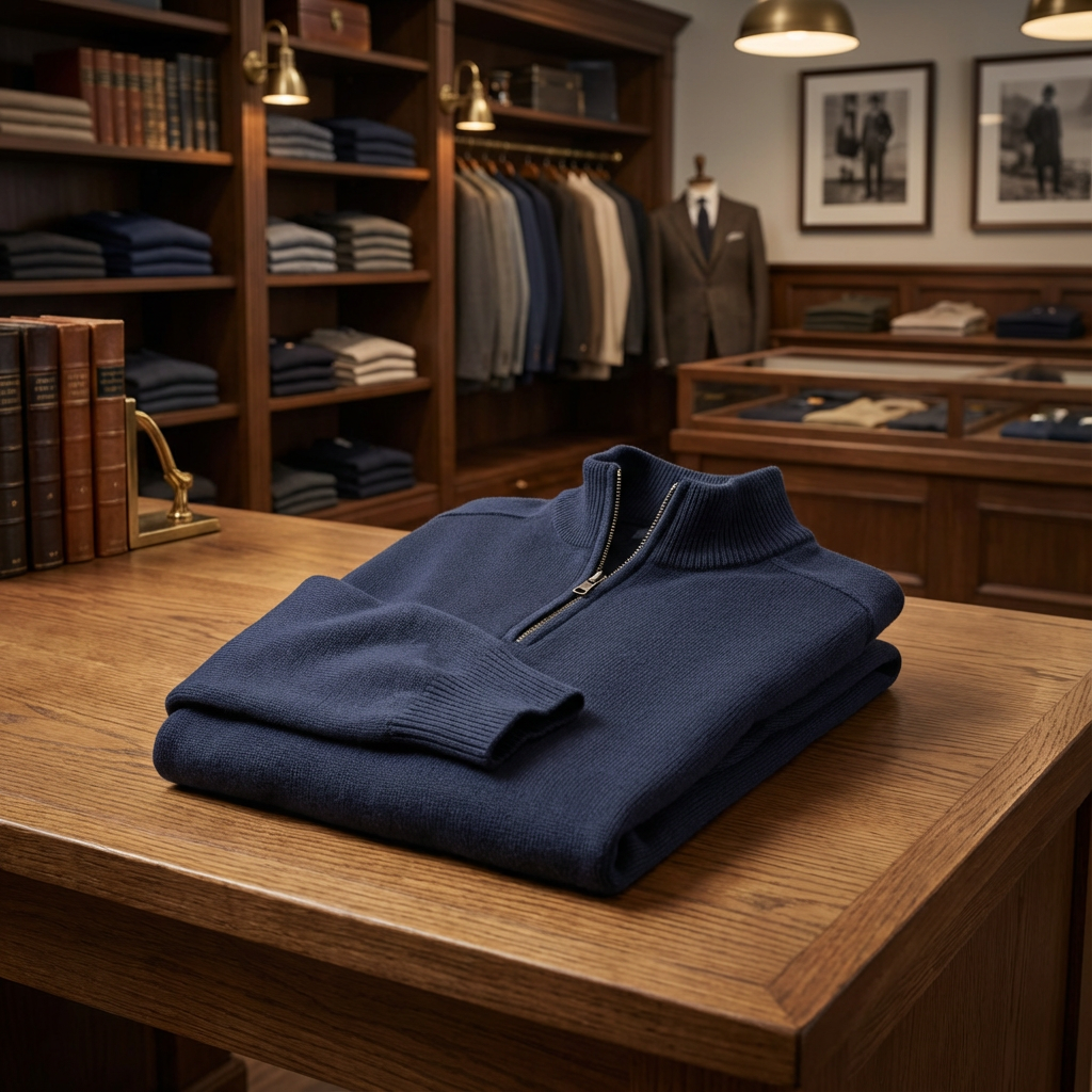 Half-Zip Knit Sweater Marble