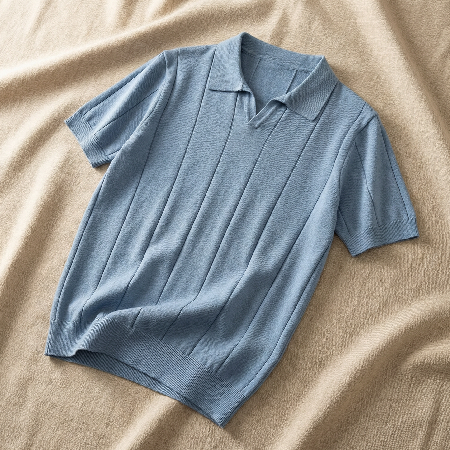 Amalfi V-Neck Knit Polo Marble