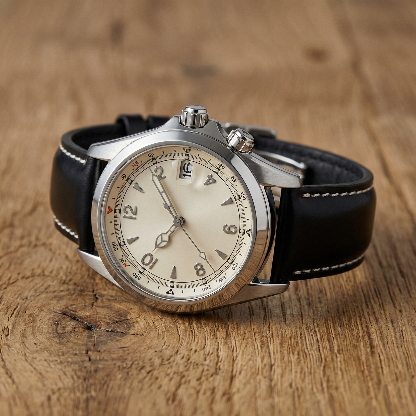 Vienna Leather Calendar Quartz Watch Marble