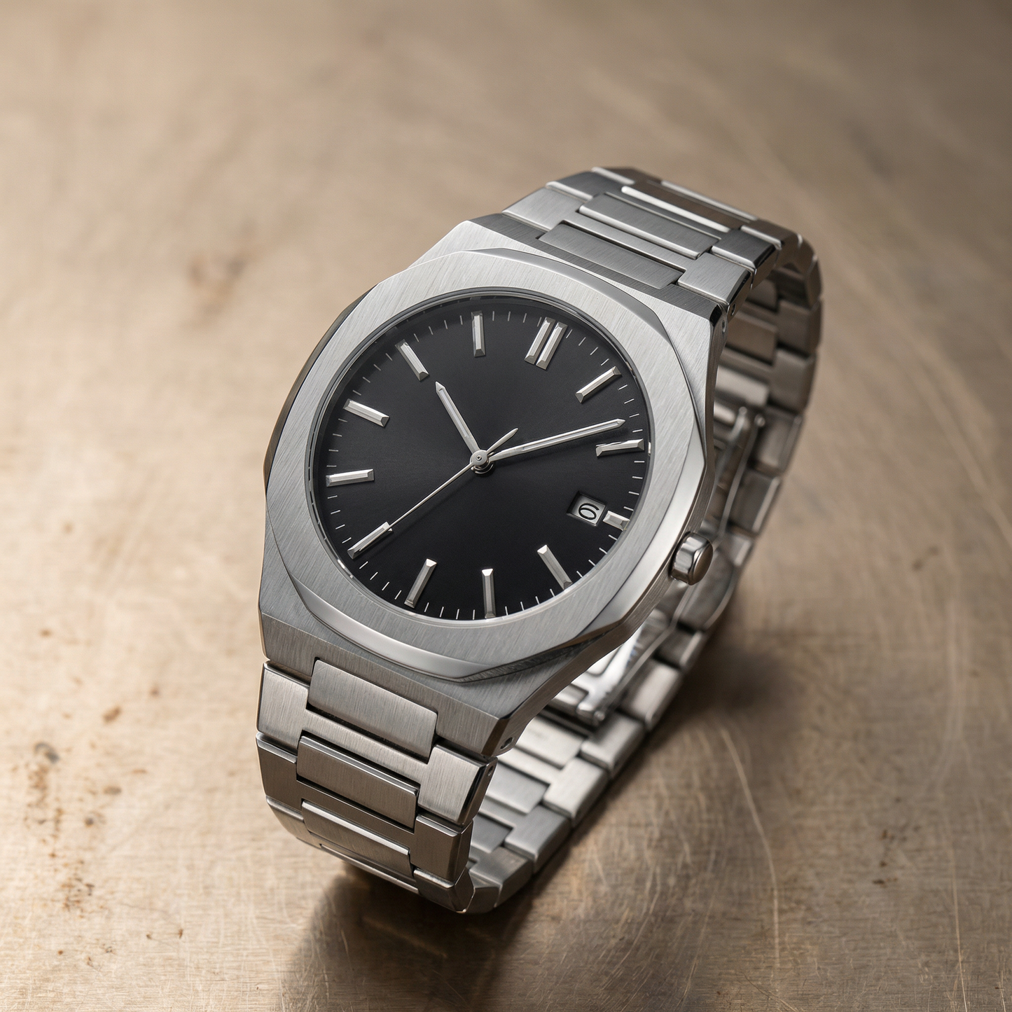 Geneva Stainless Steel Quartz Watch Marble
