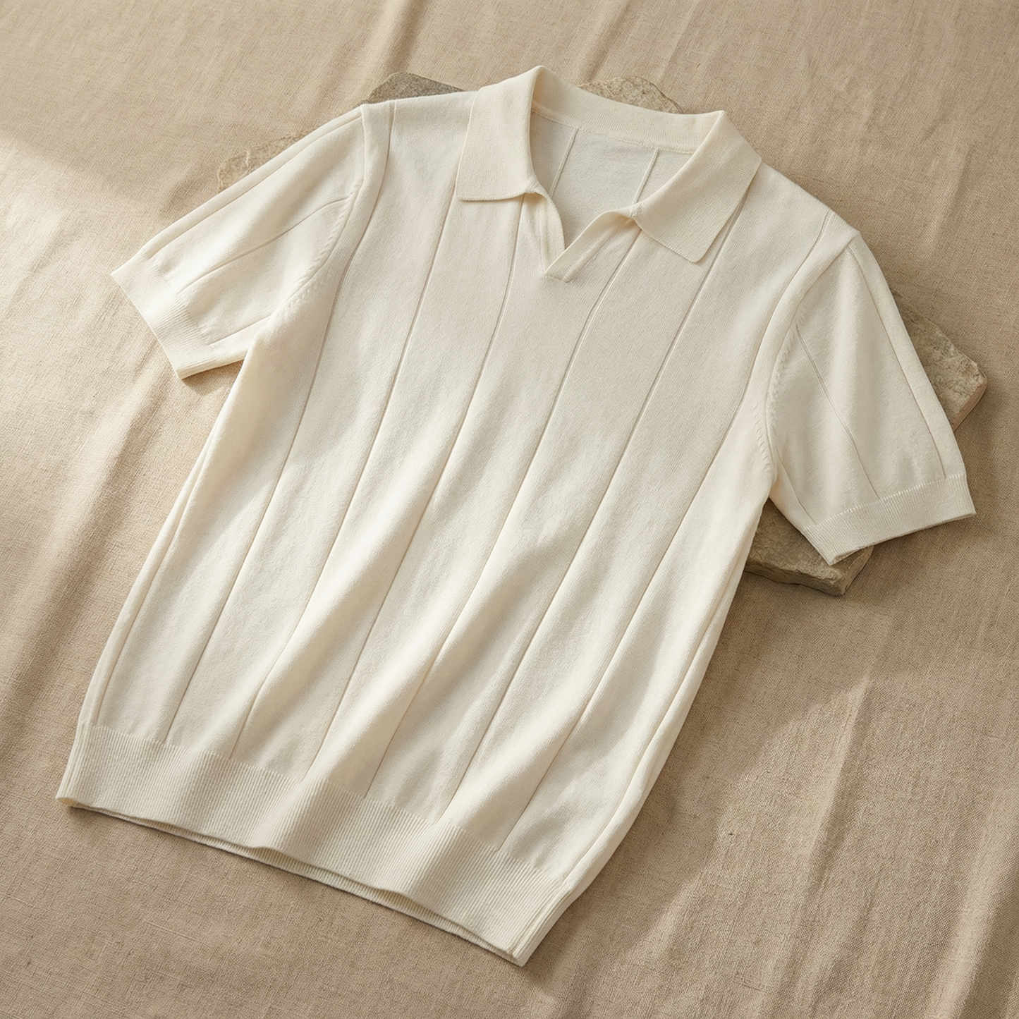 Amalfi V-Neck Knit Polo Marble