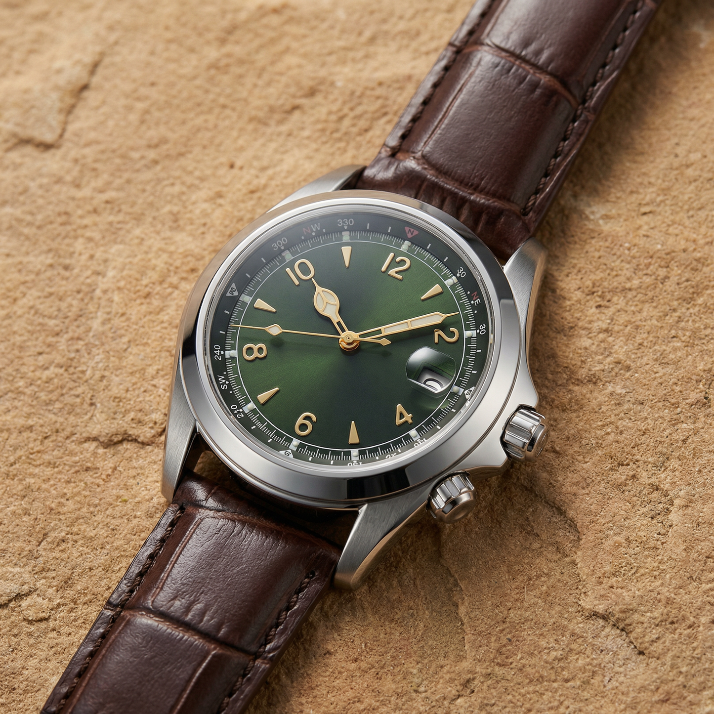 Vienna Leather Calendar Quartz Watch Marble