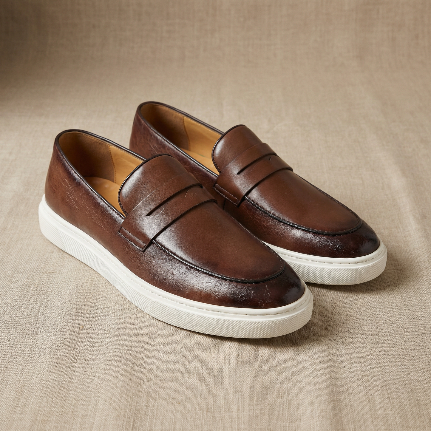 Milan Casual Leather Loafers Marble