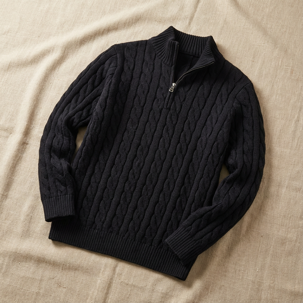 Cable Half-Zip Sweater Marble