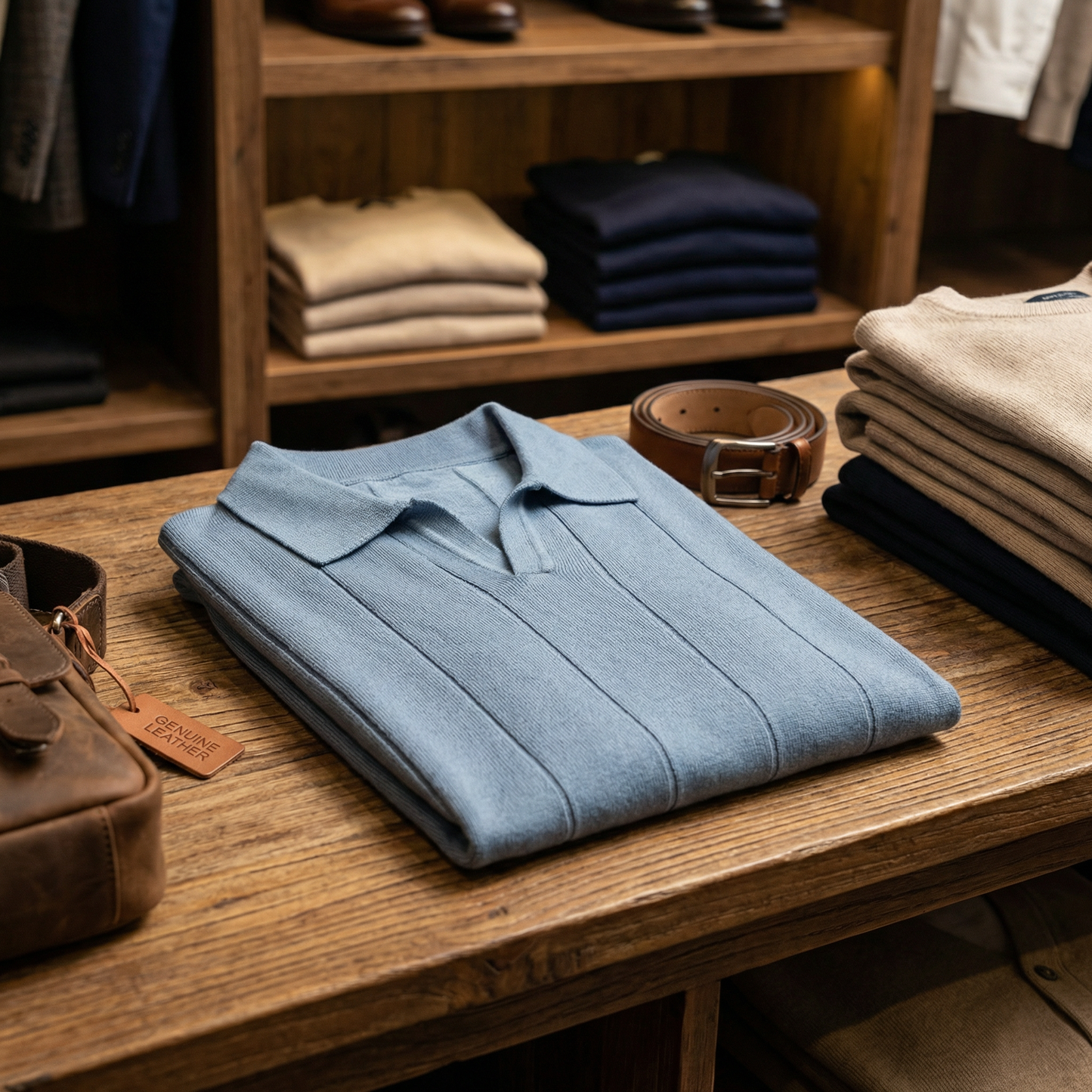 Amalfi V-Neck Knit Polo Marble