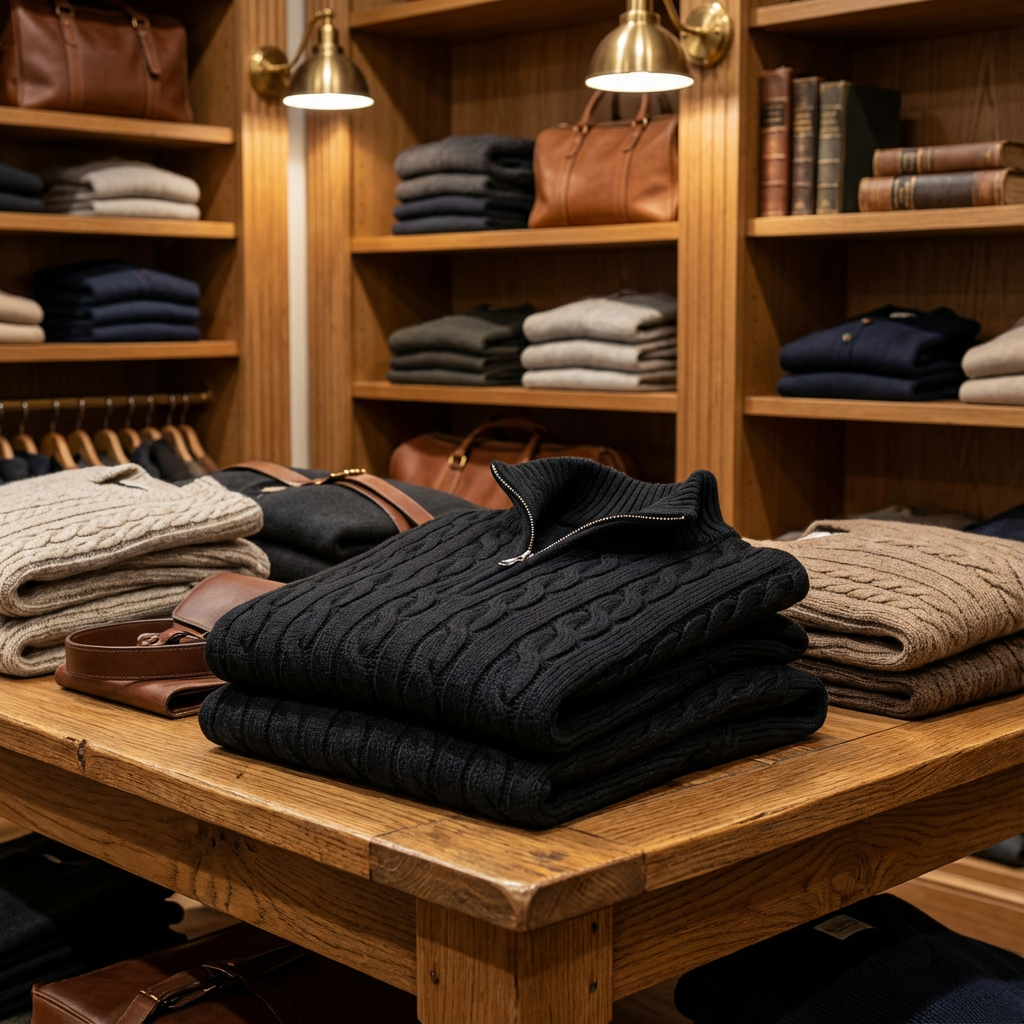 Cable Half-Zip Sweater Marble