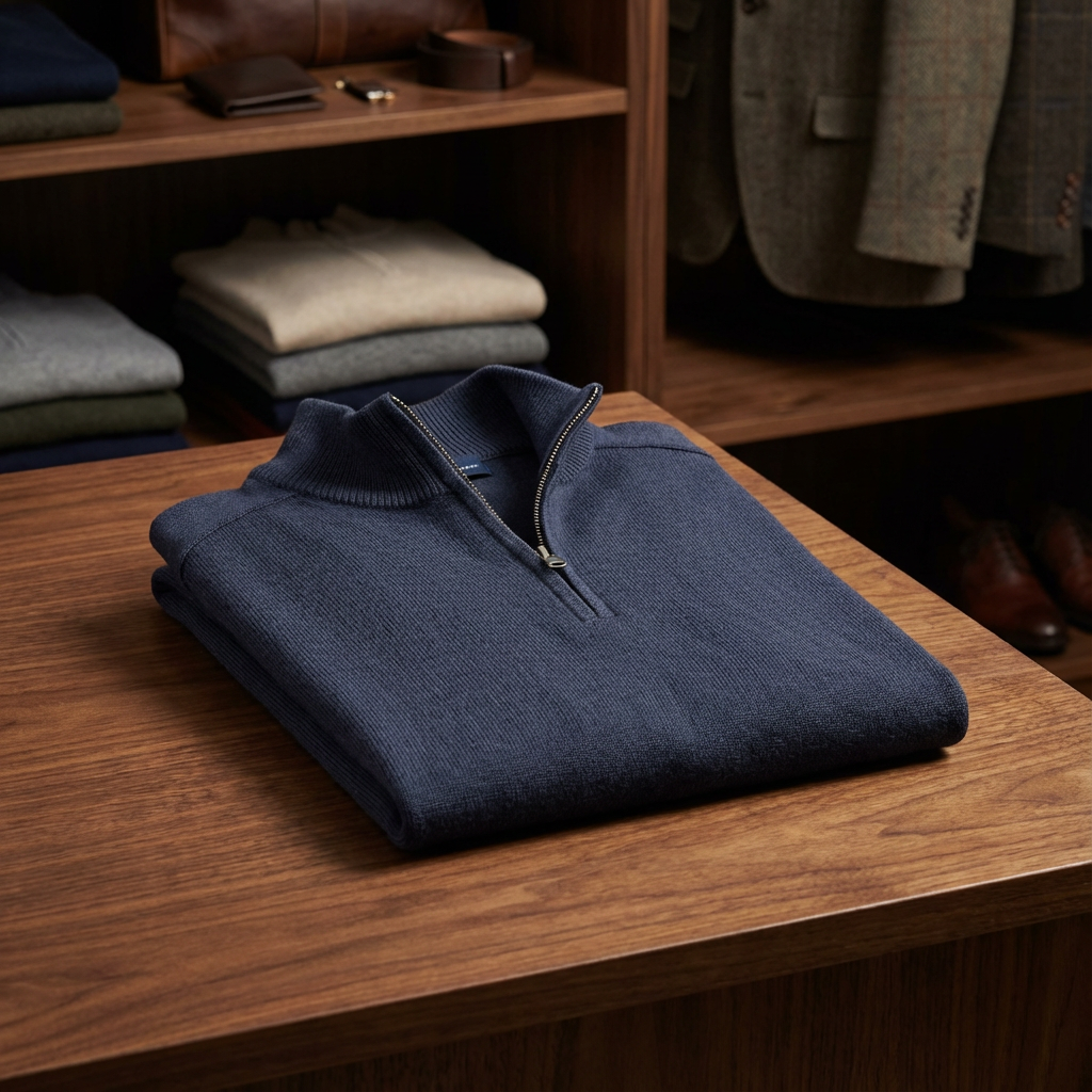 Half-Zip Knit Sweater Marble