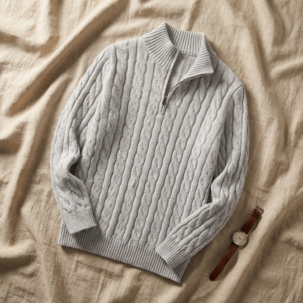 Cable Half-Zip Sweater Marble