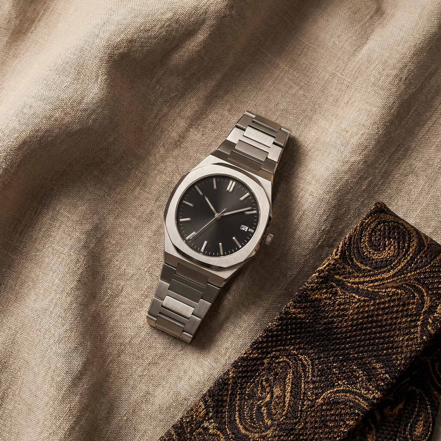 Geneva Stainless Steel Quartz Watch Marble