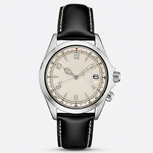 Vienna Leather Calendar Quartz Watch Marble