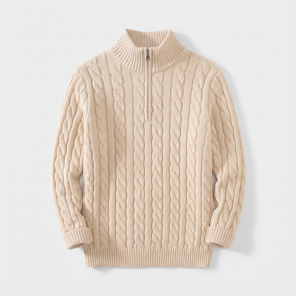 Cable Half-Zip Sweater Marble