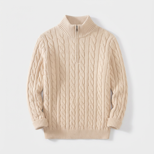 Cable Half-Zip Sweater Marble