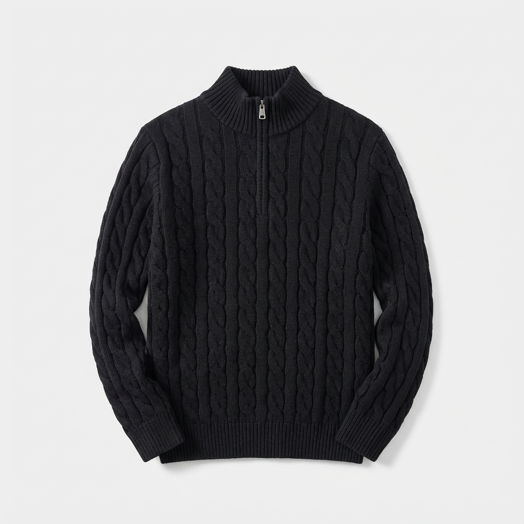 Cable Half-Zip Sweater Marble