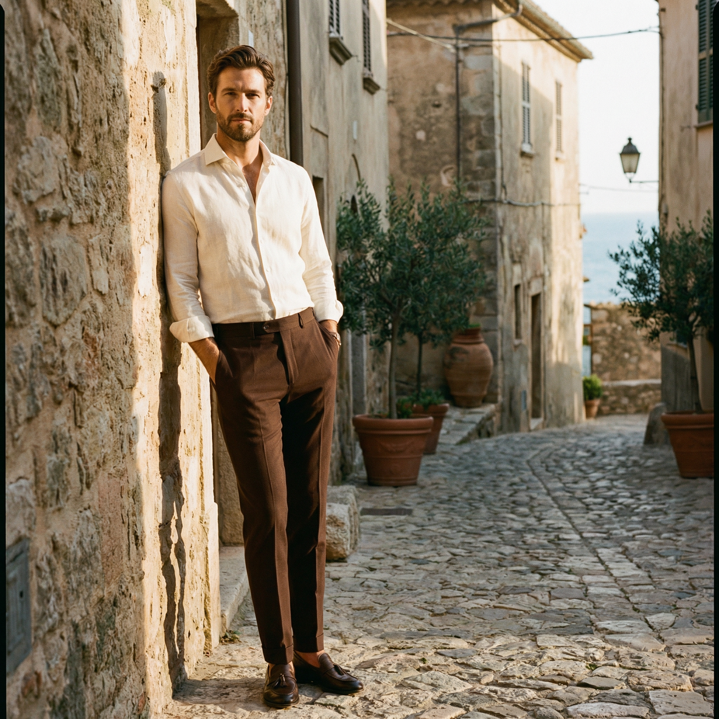 Milan Slim Fit Trousers Marble