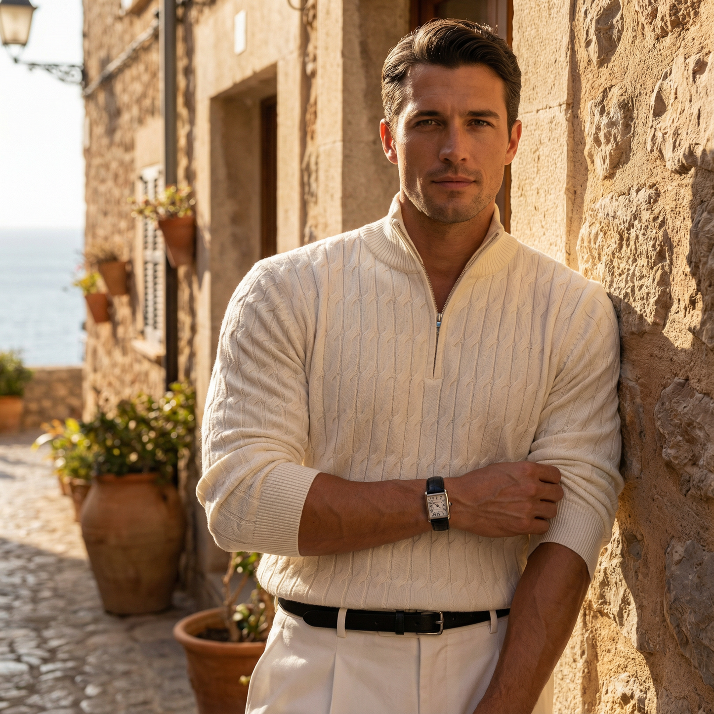 Zurich Zip Polo Knit Marble