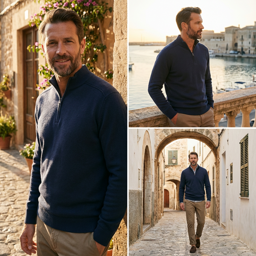 Half-Zip Knit Sweater Marble