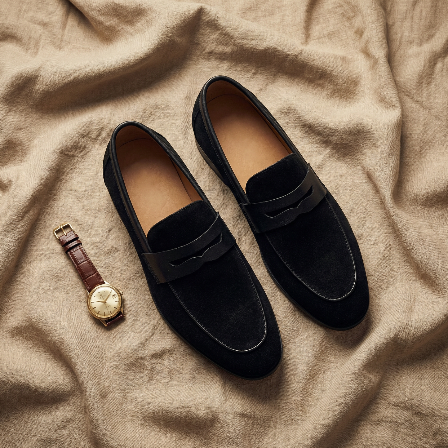 Milano Suede Penny Loafers Marble