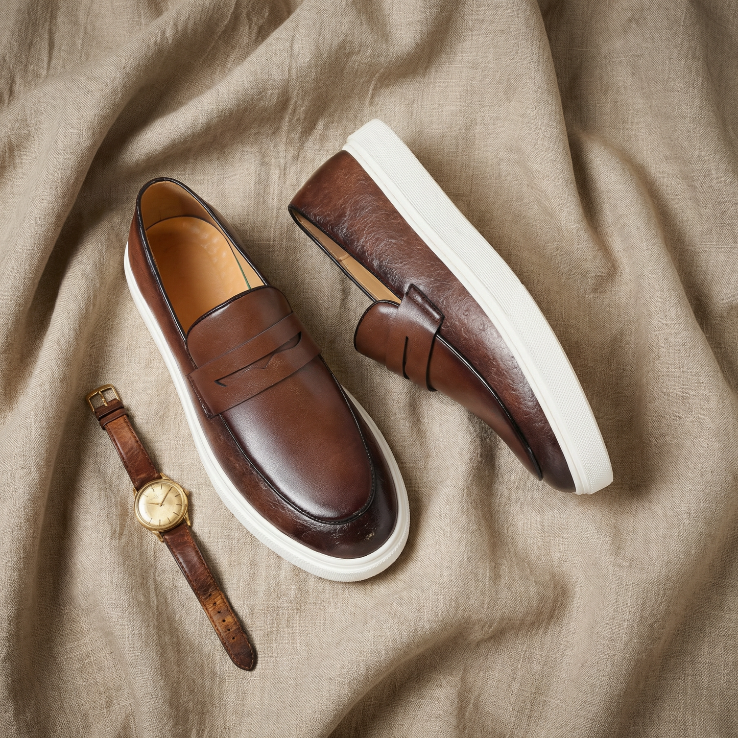 Milan Casual Leather Loafers Marble