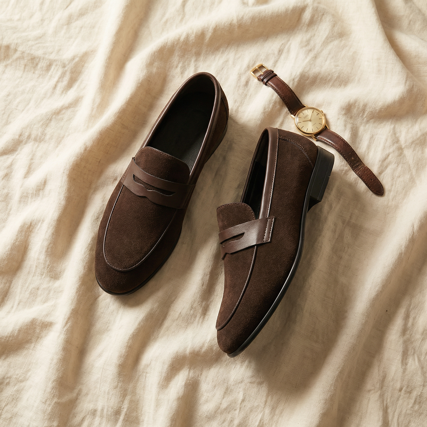 Milano Suede Penny Loafers Marble