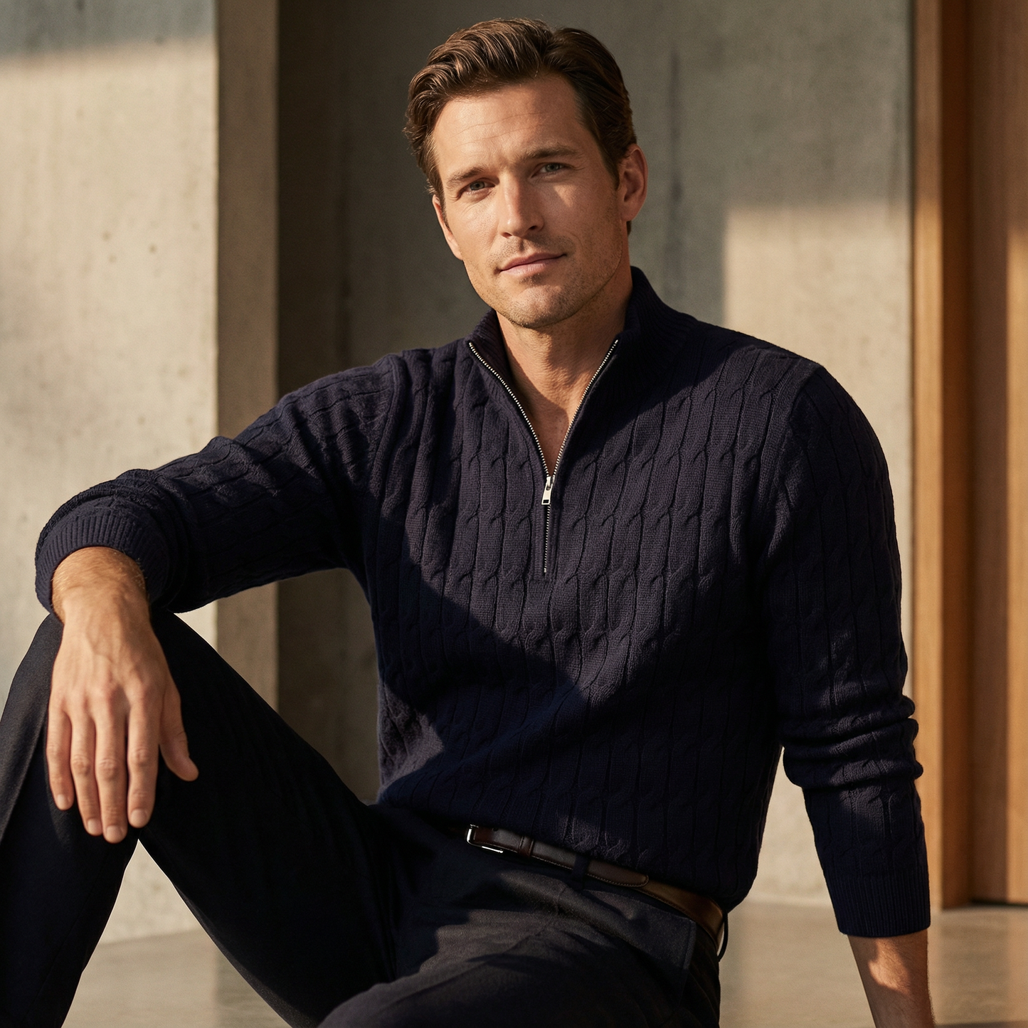 Zurich Zip Polo Knit Marble