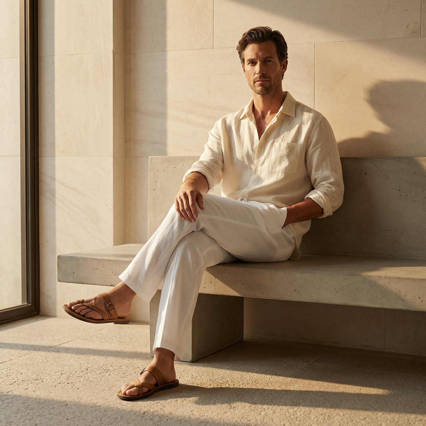 Florence Linen Trousers Marble