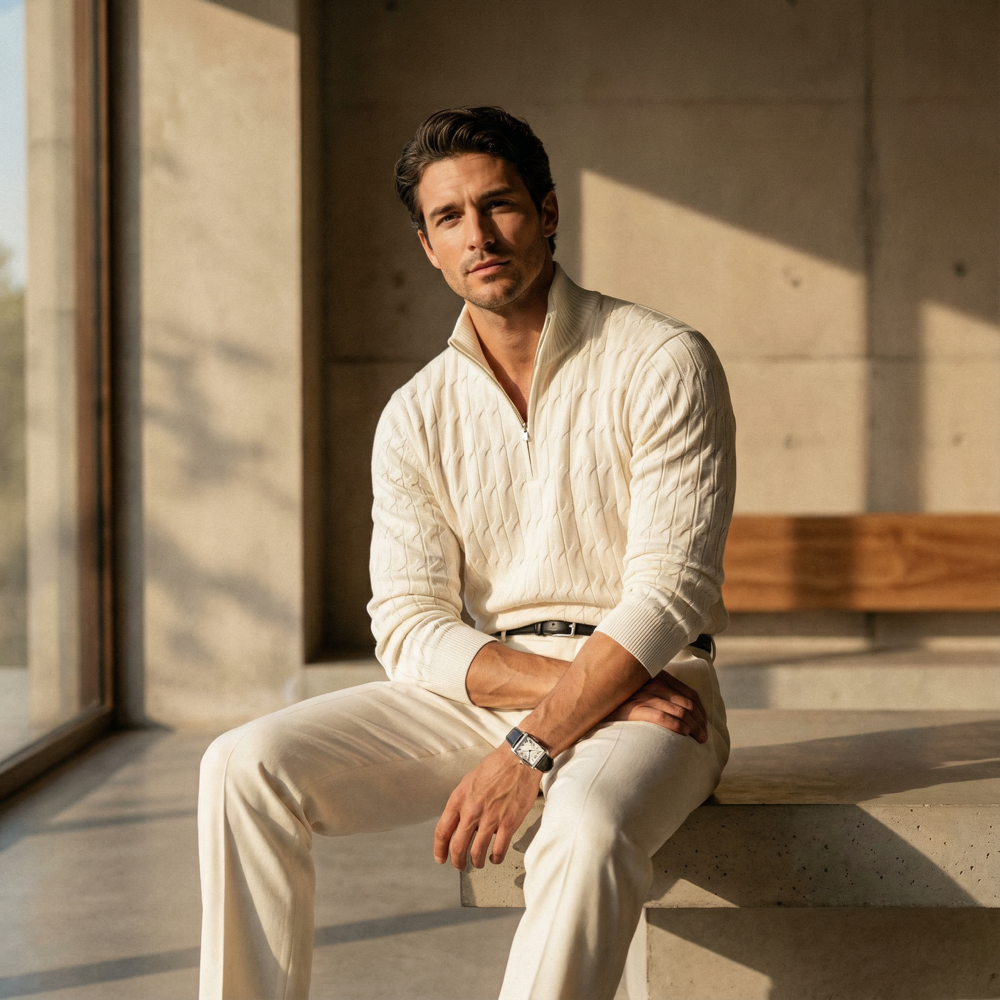 Zurich Zip Polo Knit Marble