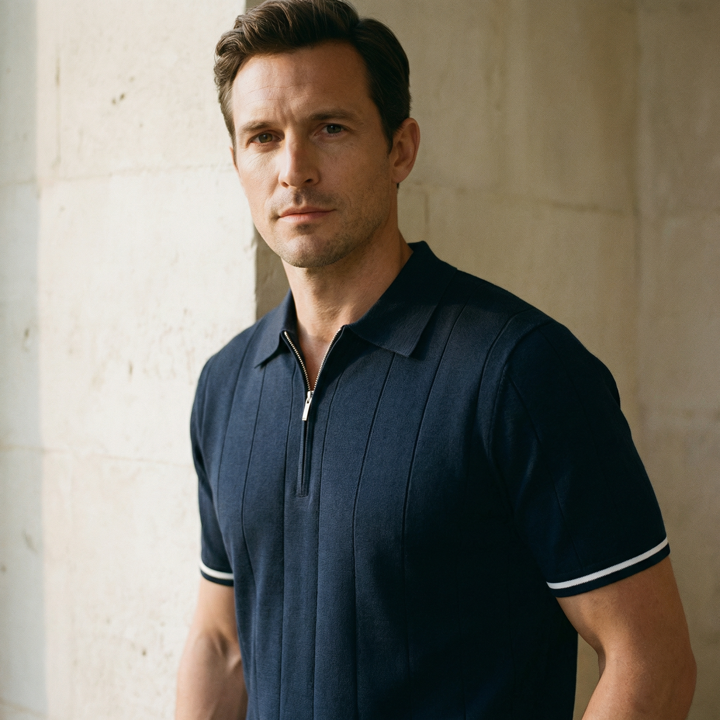 Capri Zip Polo Knit Marble