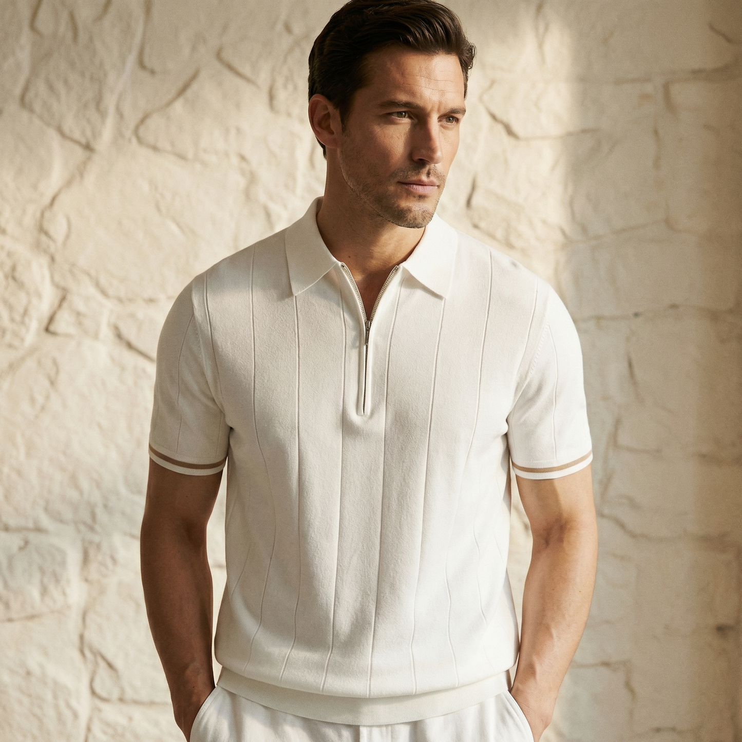 Capri Zip Polo Knit Marble