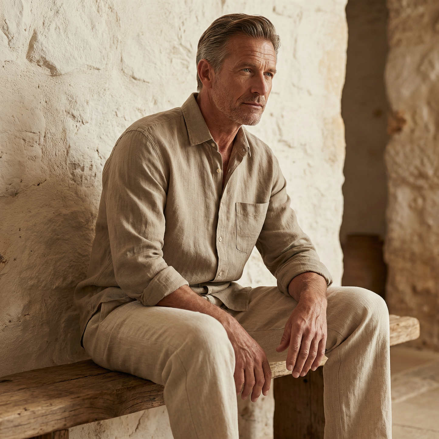 Florence Linen Trousers Marble