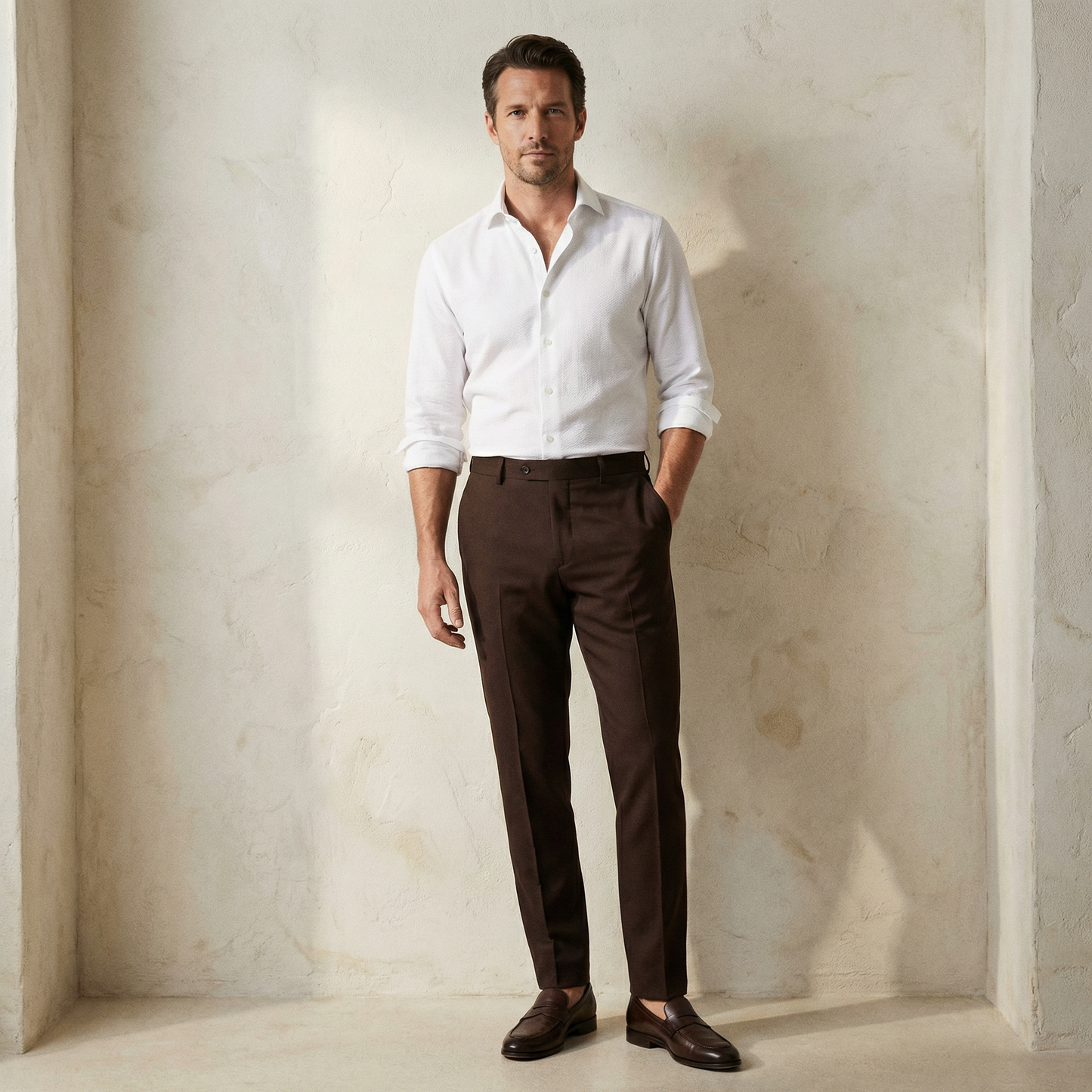 Milan Slim Fit Trousers Marble