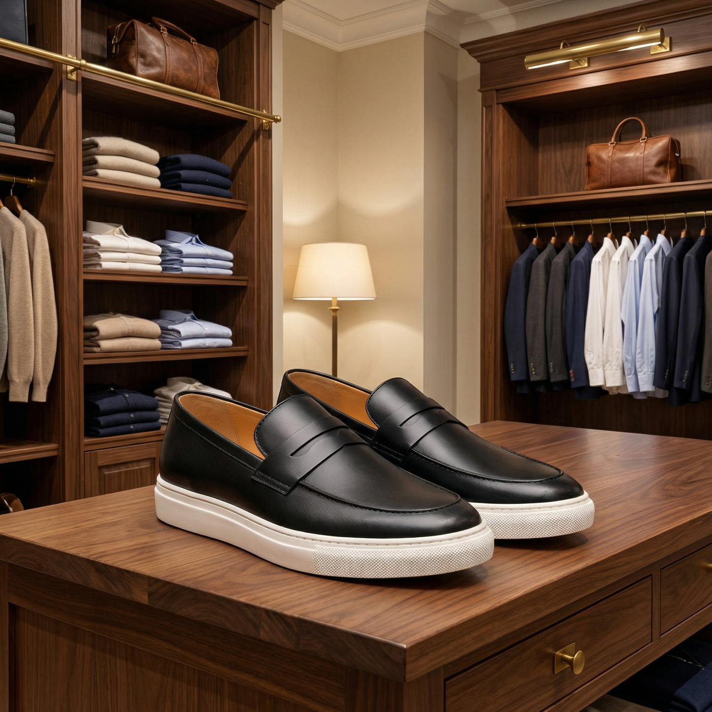 Milan Casual Leather Loafers Marble