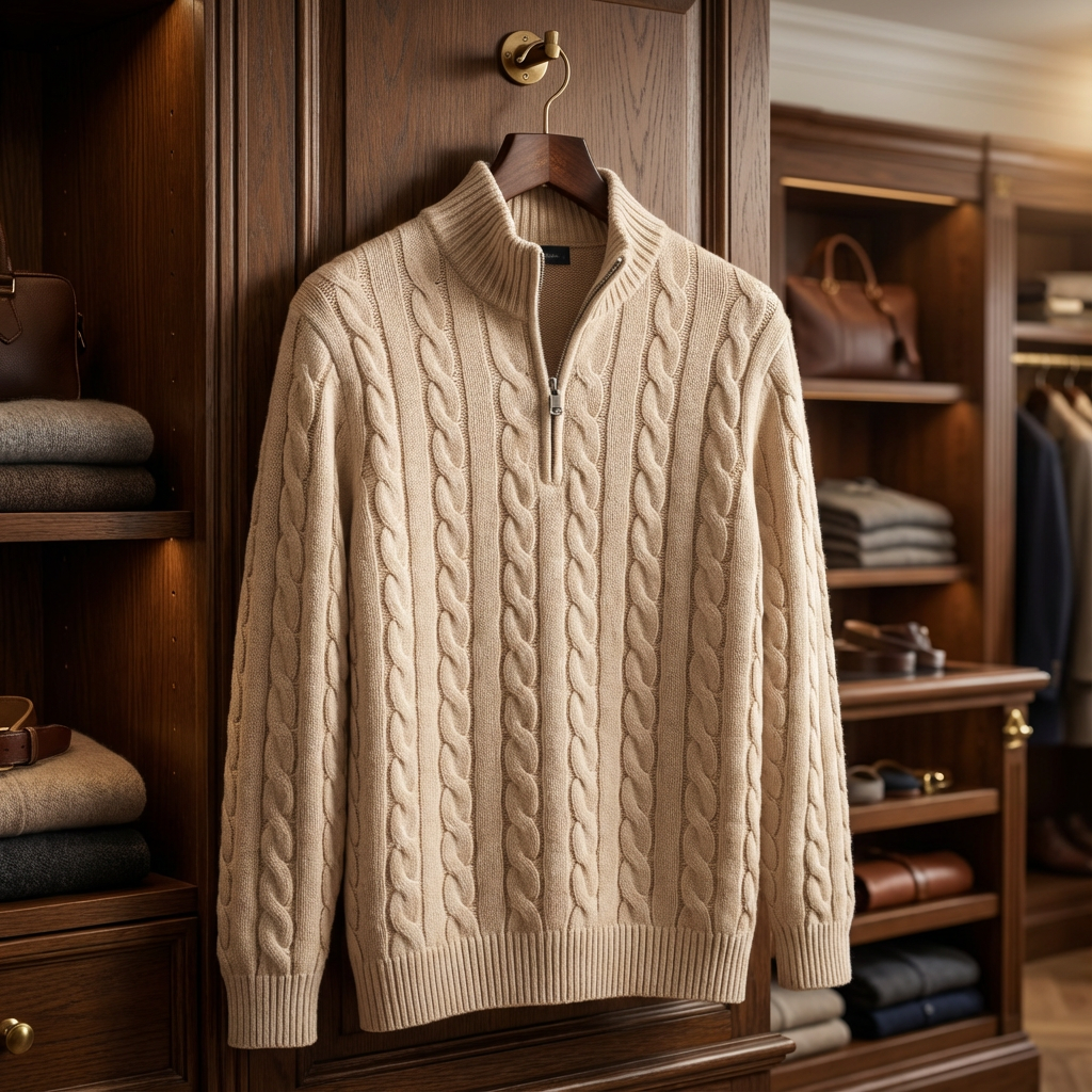 Cable Half-Zip Sweater Marble