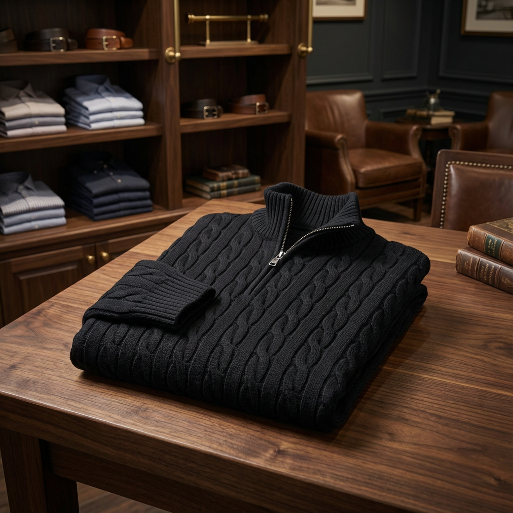 Cable Half-Zip Sweater Marble