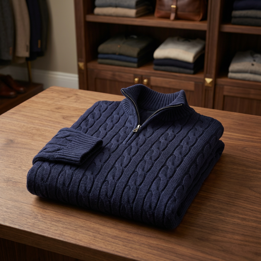 Cable Half-Zip Sweater Marble