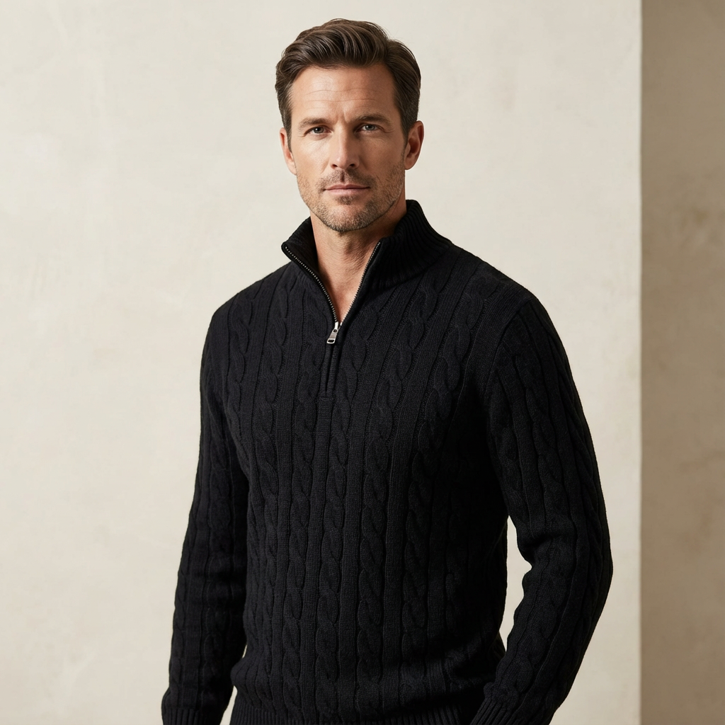 Cable Half-Zip Sweater Marble