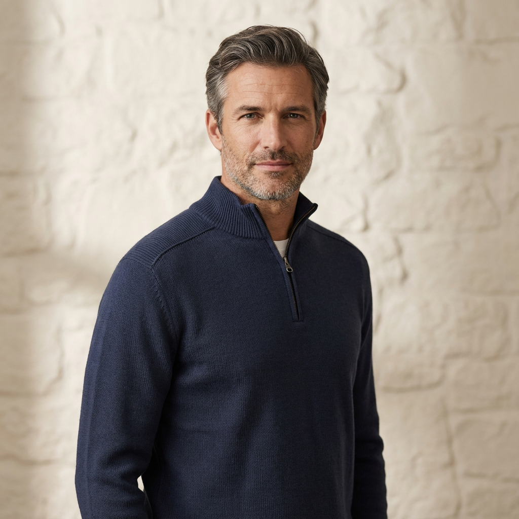 Half-Zip Knit Sweater Marble