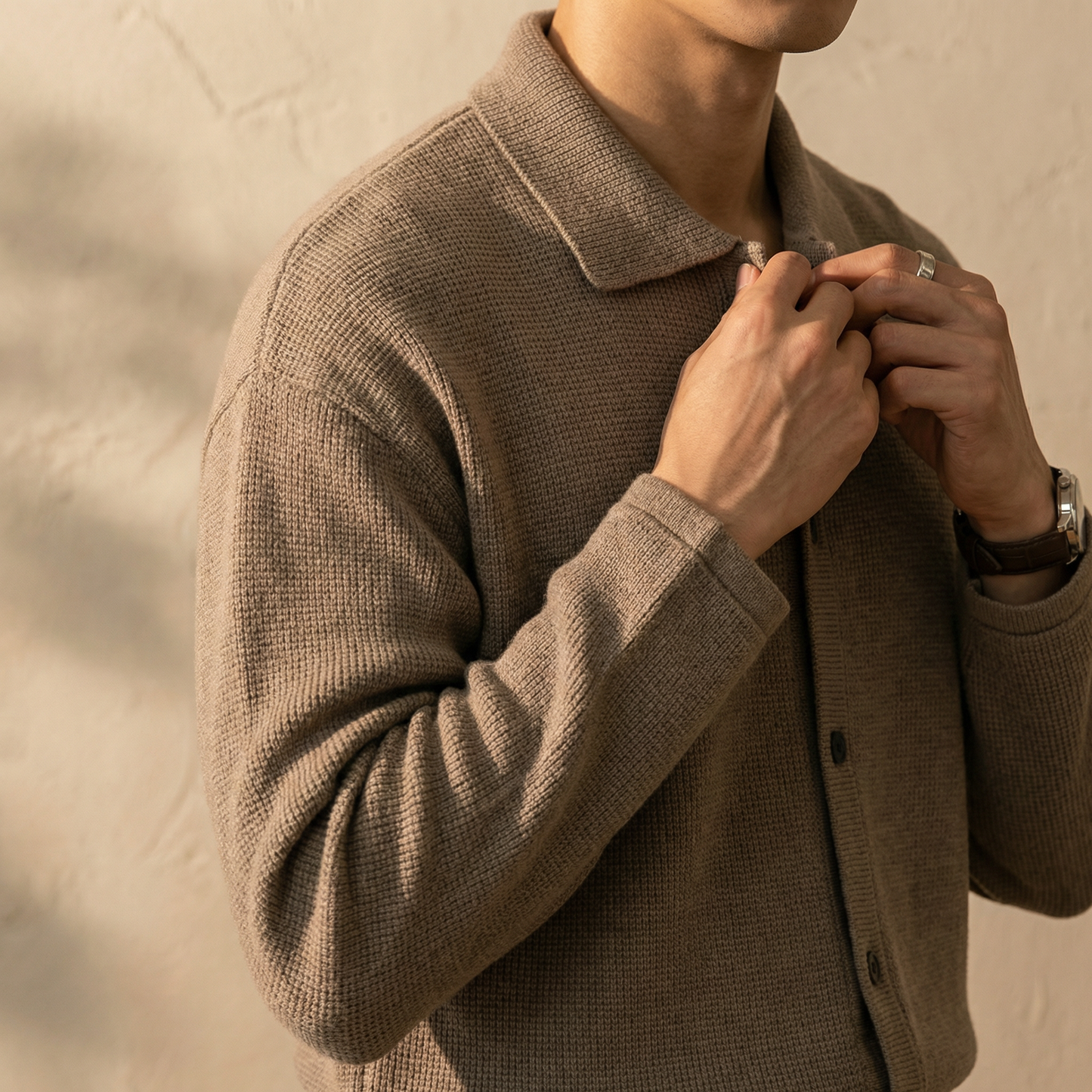 Verona Knit Polo Cardigan Marble