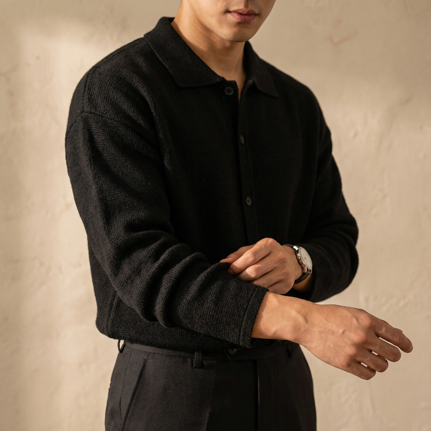 Verona Knit Polo Cardigan Marble