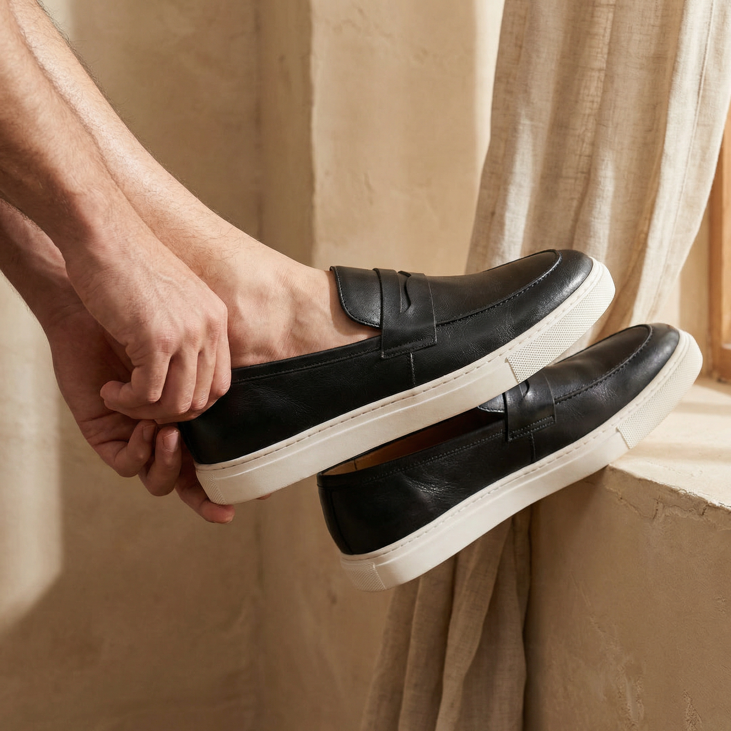 Milan Casual Leather Loafers Marble