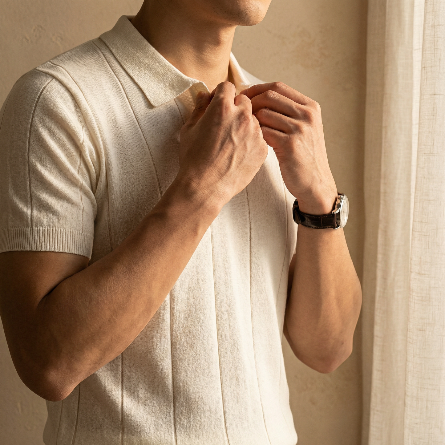 Amalfi V-Neck Knit Polo Marble