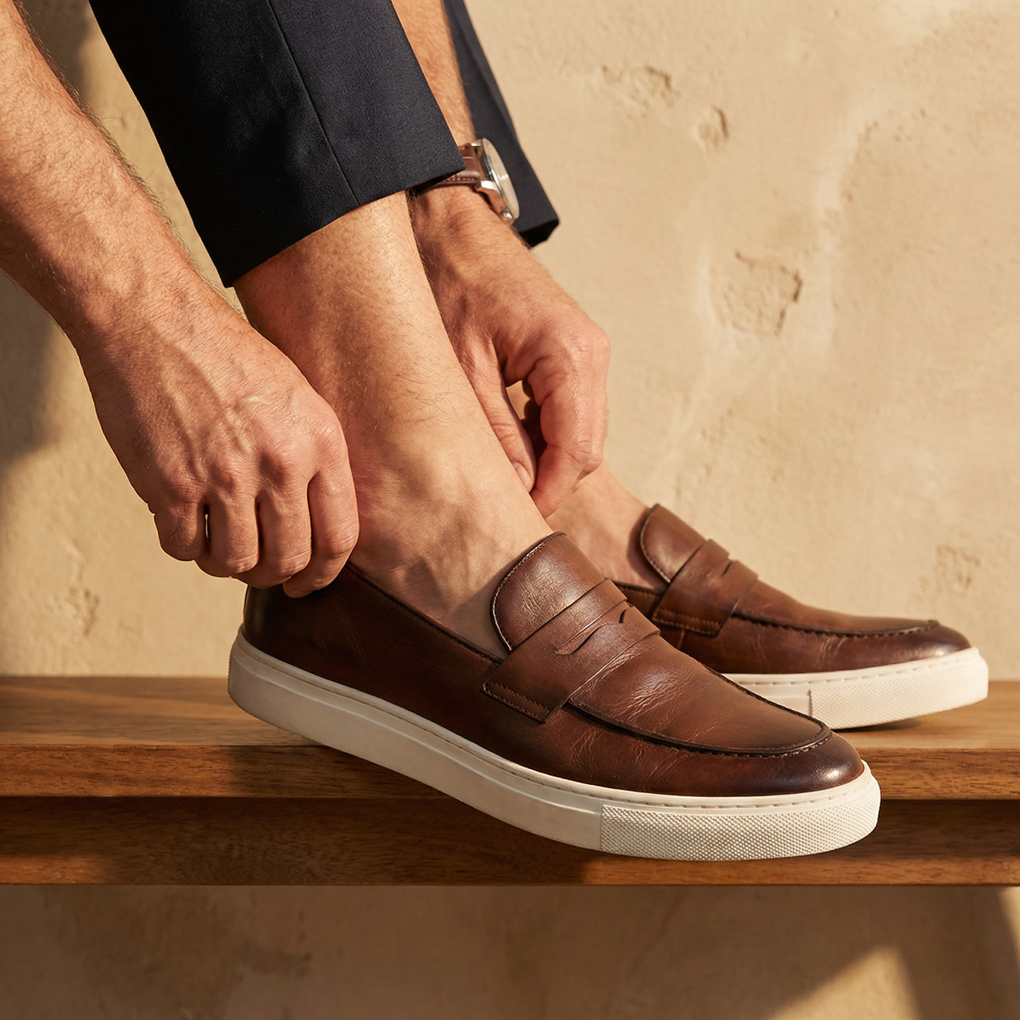 Milan Casual Leather Loafers Marble