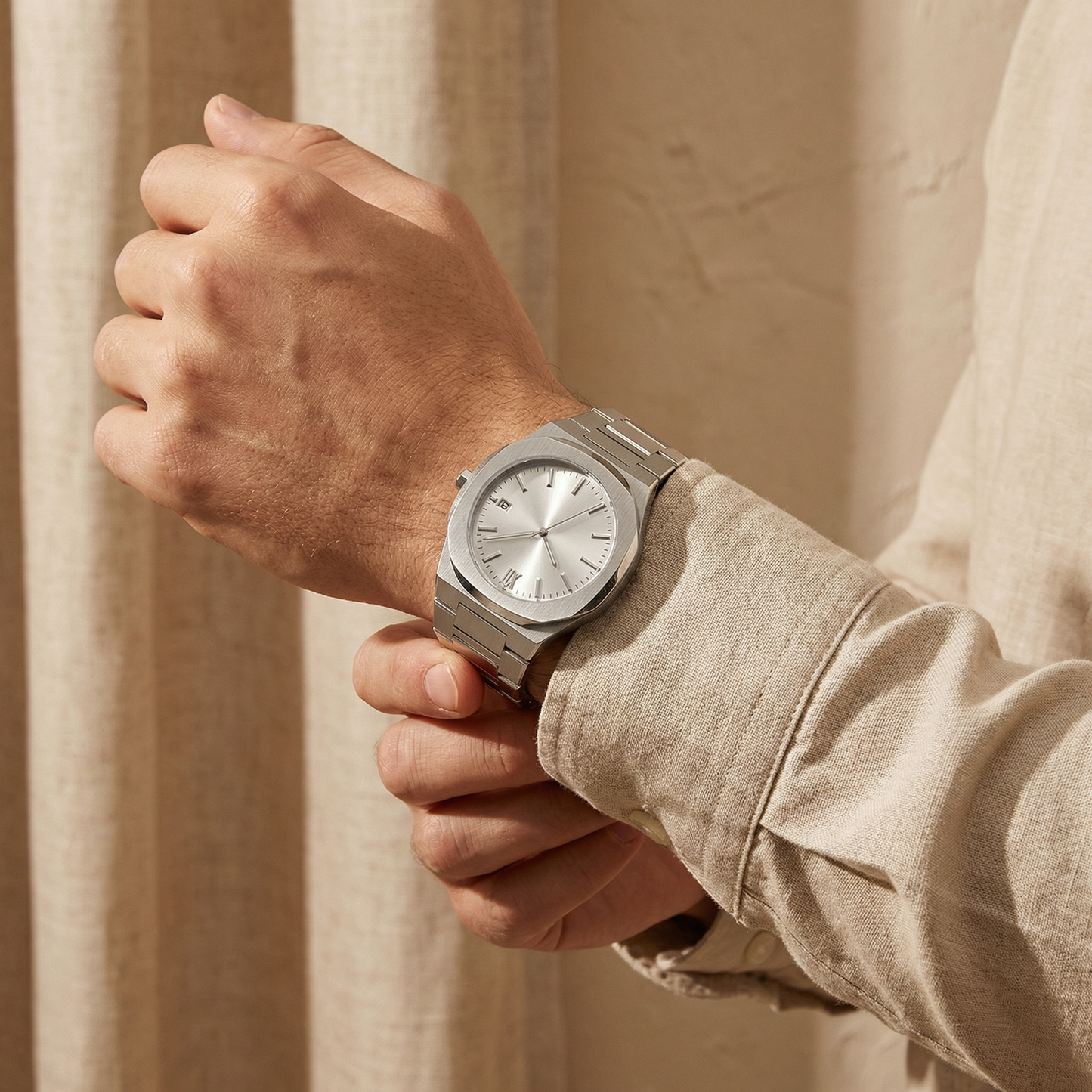 Geneva Stainless Steel Quartz Watch Marble